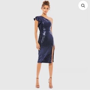 Mac Duggal Midnight Blue Sequin Cocktail Dress